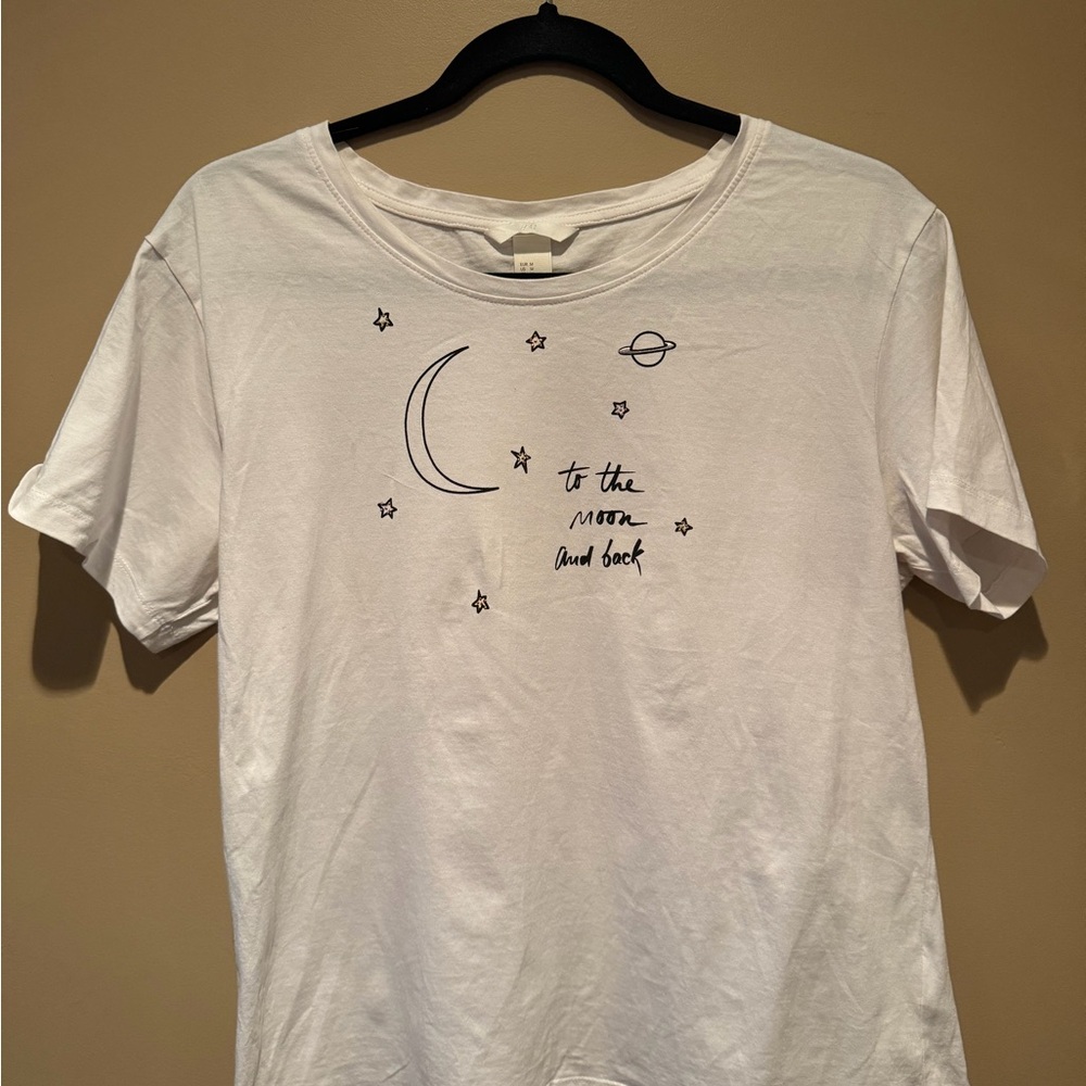 H&M White Astral Print Tee